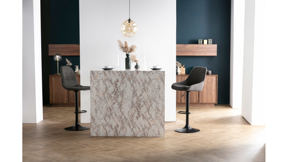 Designer-Barhocker hhenverstellbar dunkelgrau (2er-Set) COX