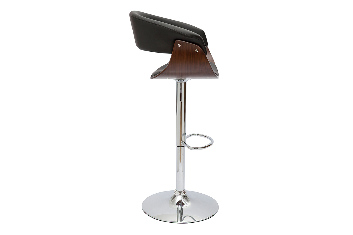 Designer-Barhocker hhenverstellbar schwarz und dunkles Holz OKTAV