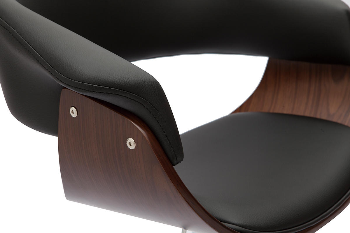 Designer-Barhocker hhenverstellbar schwarz und dunkles Holz OKTAV