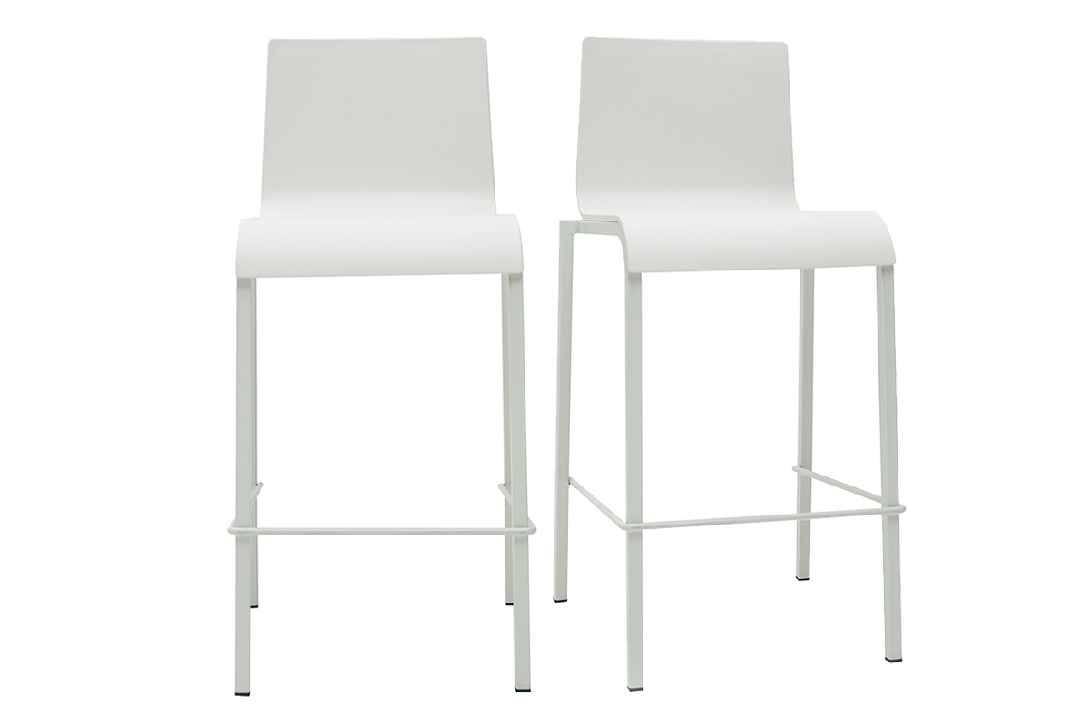 Designer Barhocker stapelbar wei H65 cm (2er-Satz) KUPA