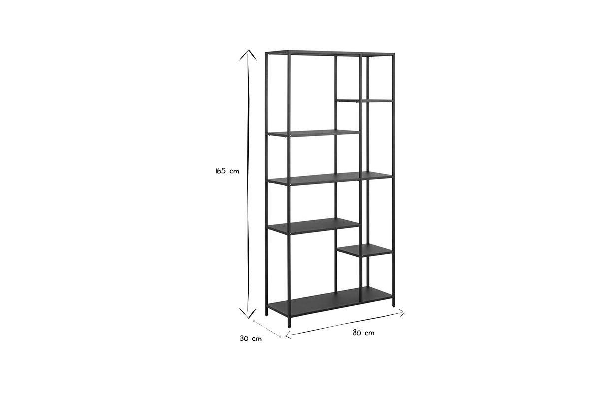 Designer-Bcherschrank L79,5cm schwarzes Metall PODIUM