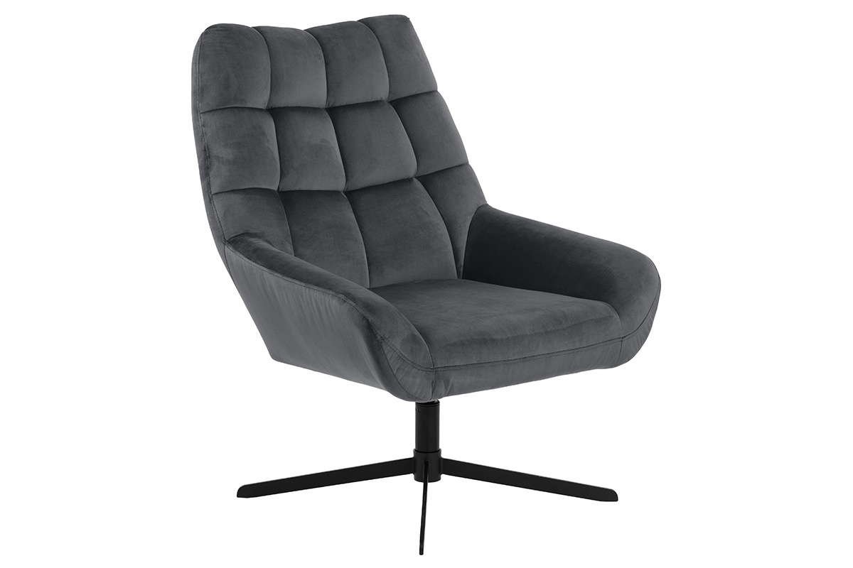 Designer-Drehsessel aus anthrazitgrauem Samt KING