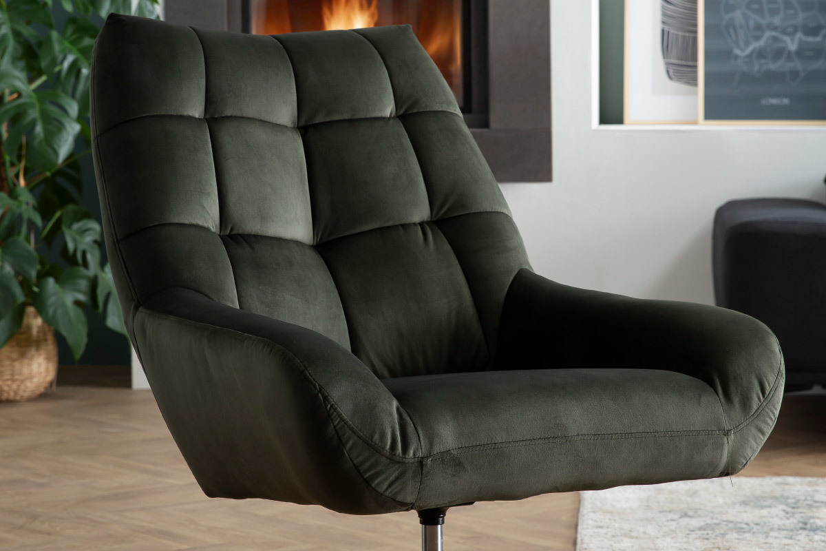 Designer-Drehsessel aus anthrazitgrauem Samt KING