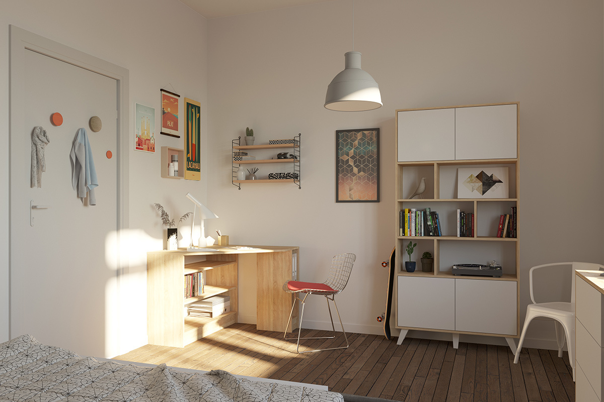 Designer Eckschreibtisch CORNER Holz hell