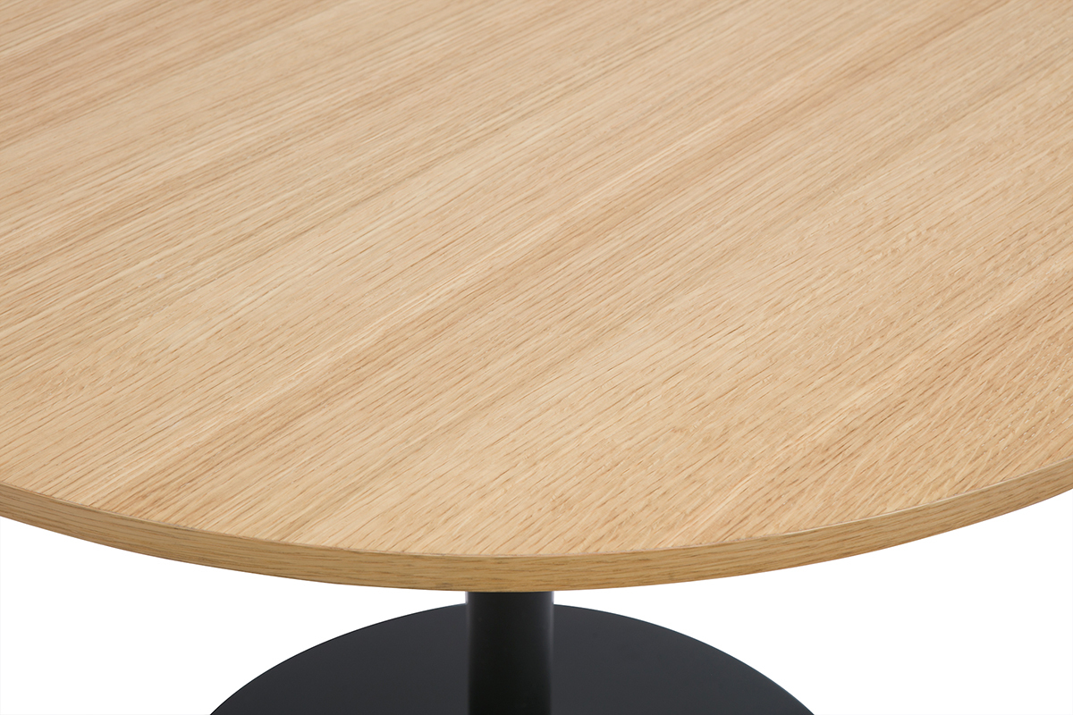 Designer Esstisch aus runder Eiche und Schwarzem Holz D90 cm CALISTA