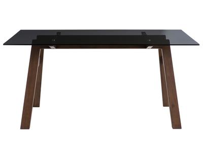 Designer-Esstisch aus schwarzem Rauchglas und Holz L160 cm BACCO