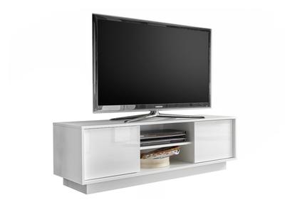Designer Fernsehschrank L138 cm weiß glänzend lackiert COMO