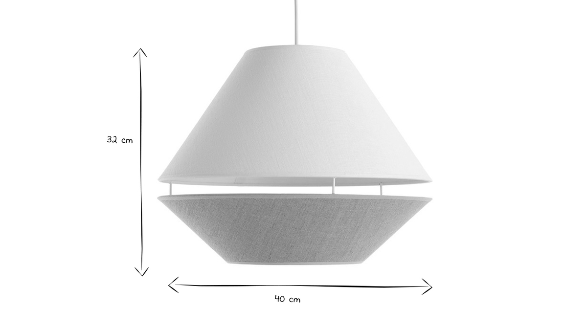 Designer-Hngeleuchte Leinen naturfarben und wei D 40 cm KUPPEL