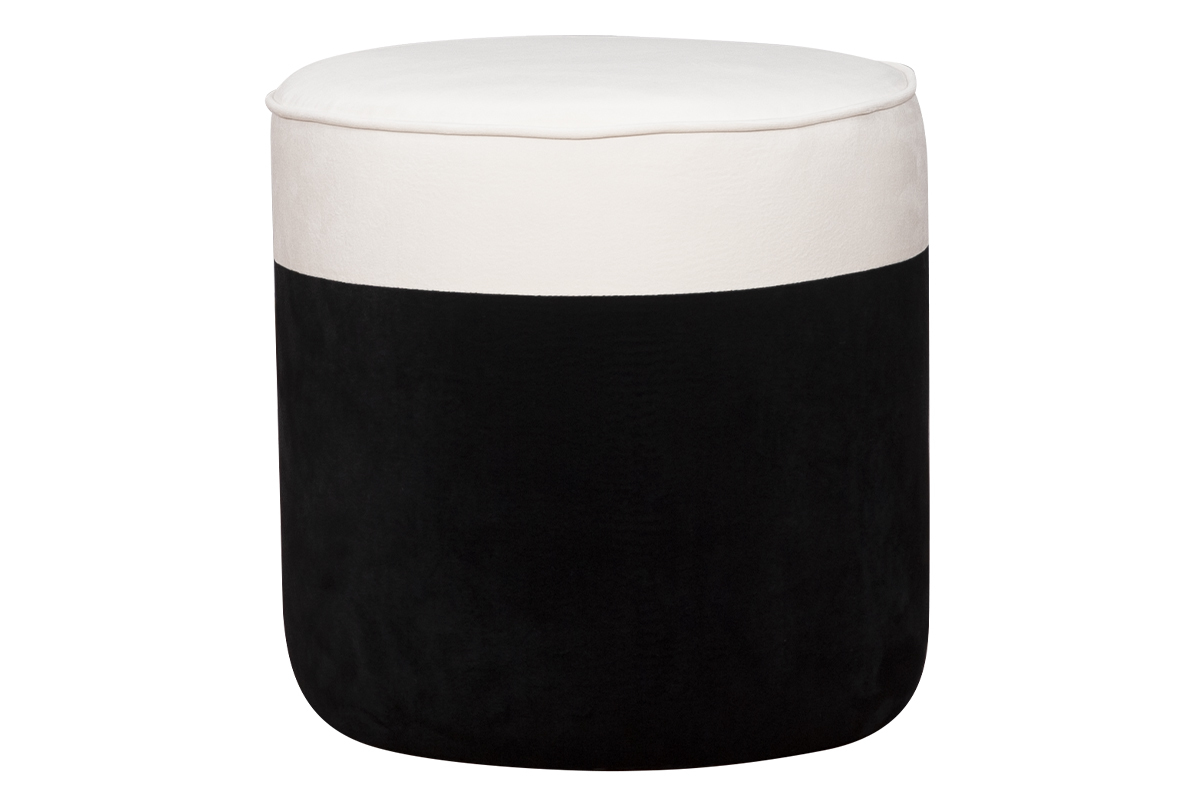 Designer-Hocker aus Samt D40 cm Cremewei und Schwarz DAISY