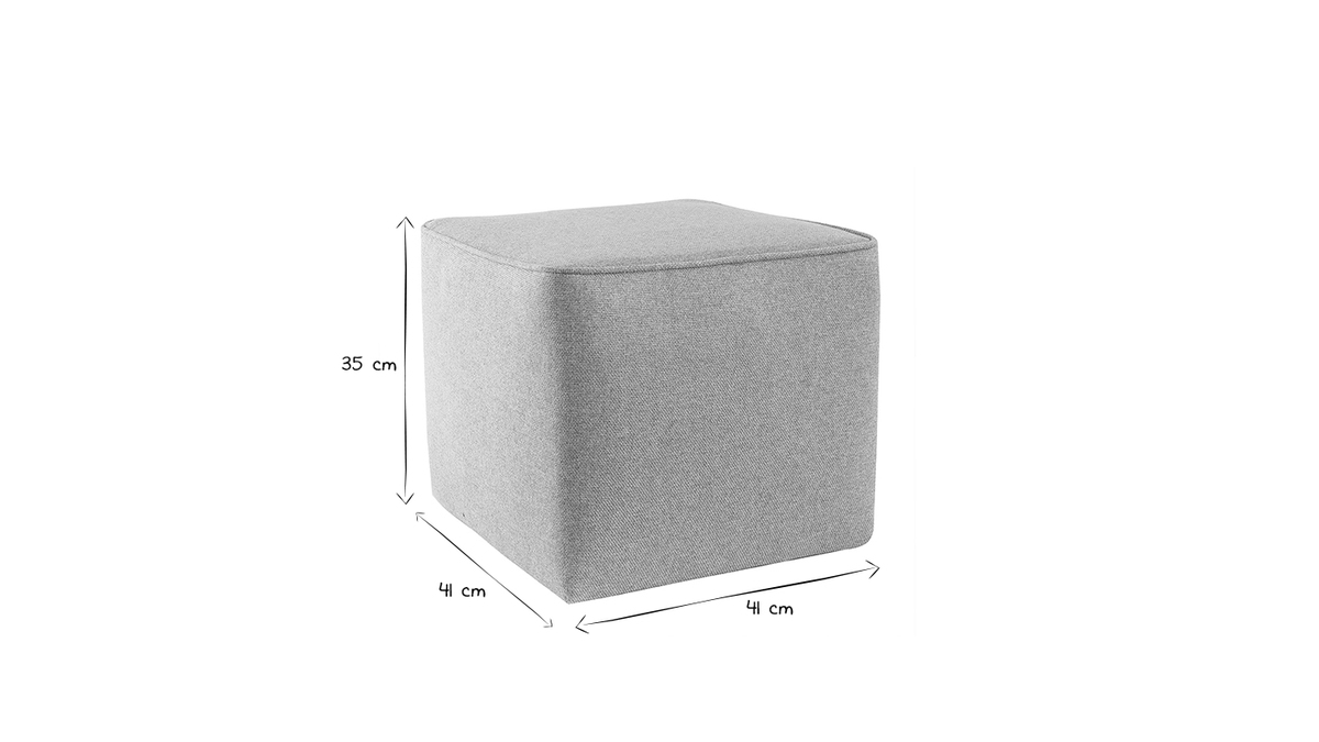 Designer-Hocker quadratisch H 35 cm beiger Stoff PAVE