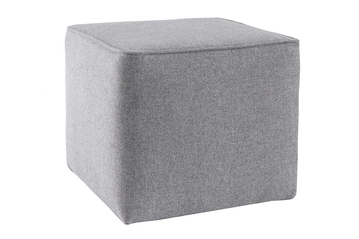 Designer-Hocker quadratisch H 35 cm grauer Stoff PAVE