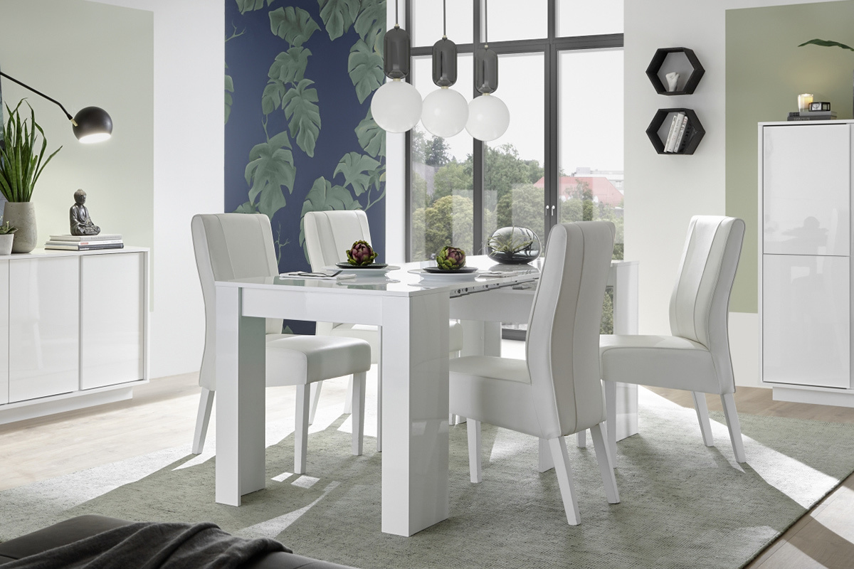 Designer-Konsolentisch ausziehbar glnzend wei L54-252 cm COMO
