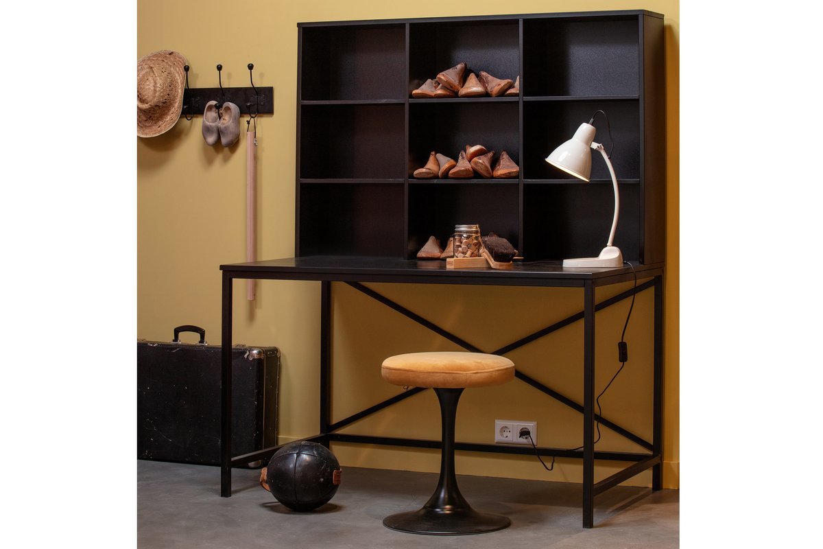 Designer-Schreibtisch aus Holz und schwarzem Metall SCRIB