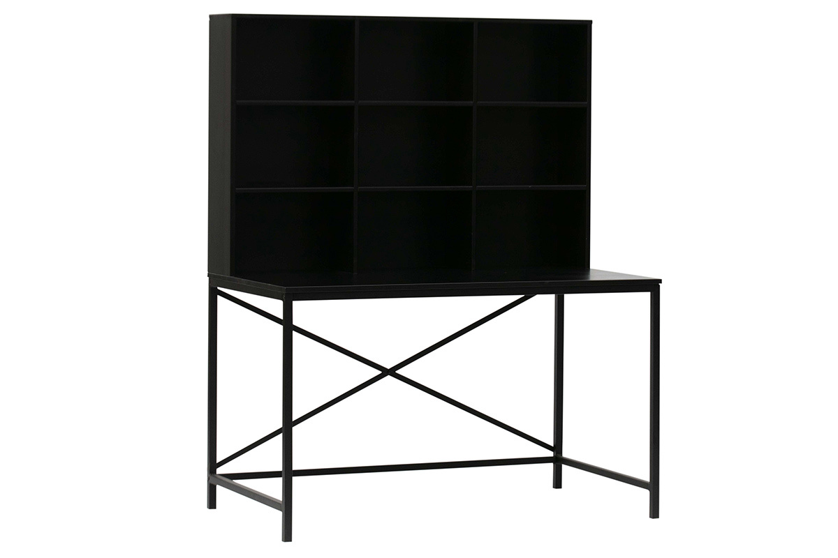 Designer-Schreibtisch aus Holz und schwarzem Metall SCRIB