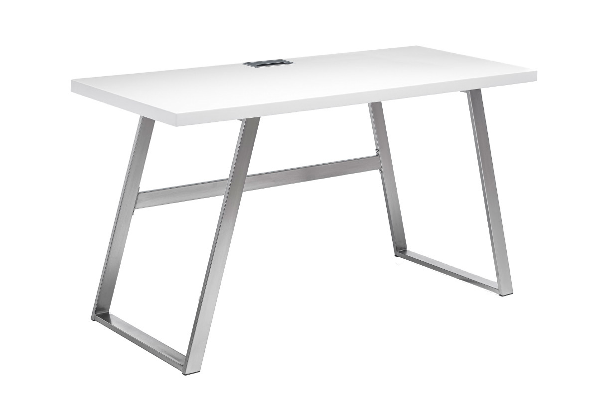 Designer-Schreibtisch matt wei und gebrstetes Metall STYLO