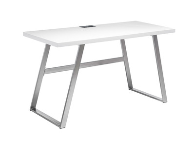 Designer-Schreibtisch matt weiß und gebürstetes Metall STYLO