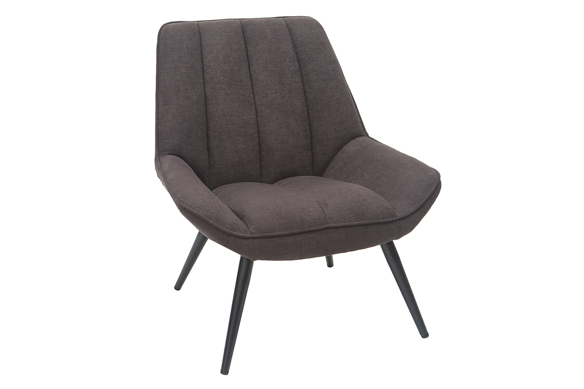 Designer-Sessel aus Stoff mit dunkelgrauem Samteffekt BILLIE