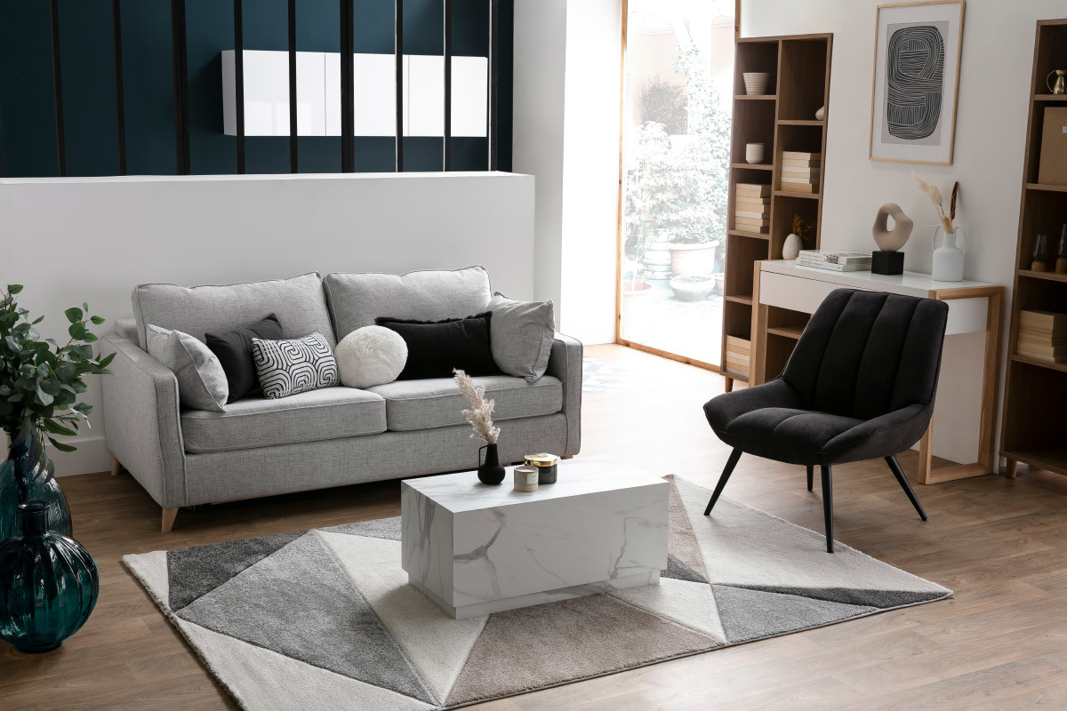 Designer-Sessel aus Stoff mit dunkelgrauem Samteffekt BILLIE