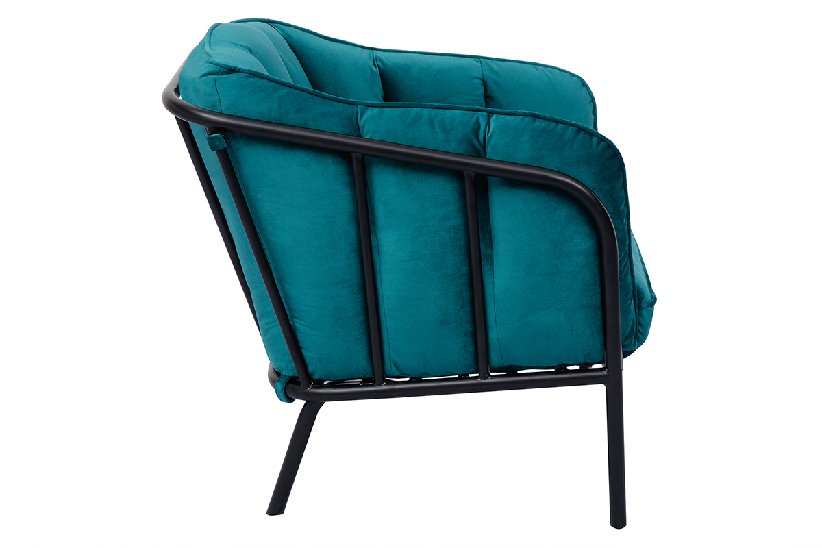 Designer-Sessel MALONE aus petrolblauem Samt