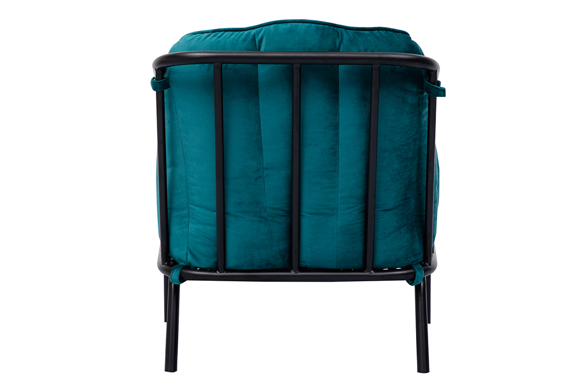 Designer-Sessel MALONE aus petrolblauem Samt