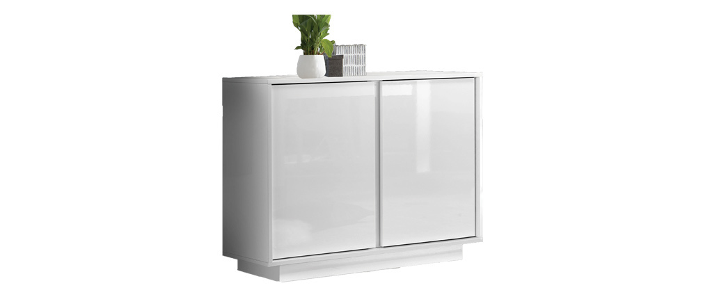 Designer-Sideboard 2-türig glänzend weiß lackiert L92 cm COMO