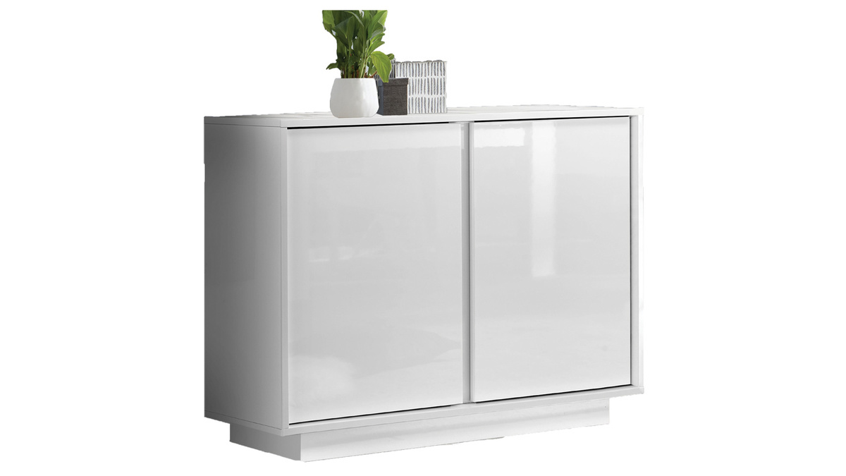 Designer-Sideboard 2-trig glnzend wei lackiert L92 cm COMO