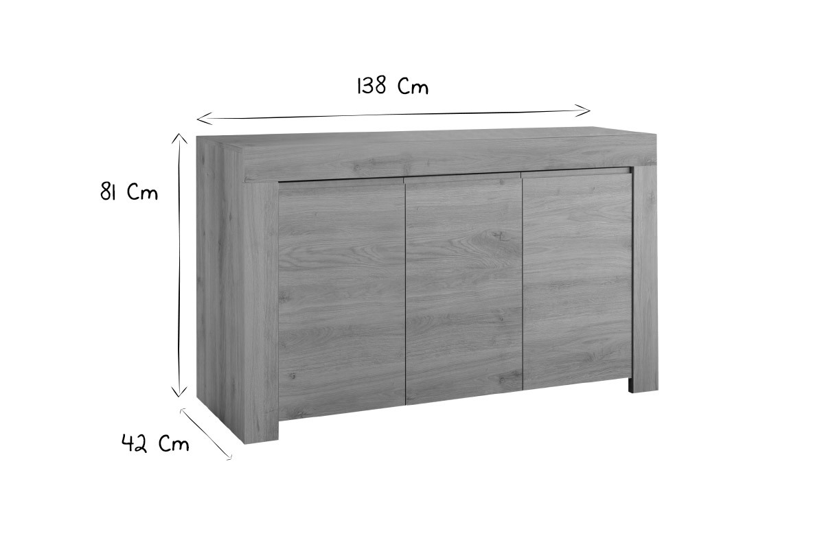 Designer-Sideboard in Eichenholz-Dekor L138 cm TINO