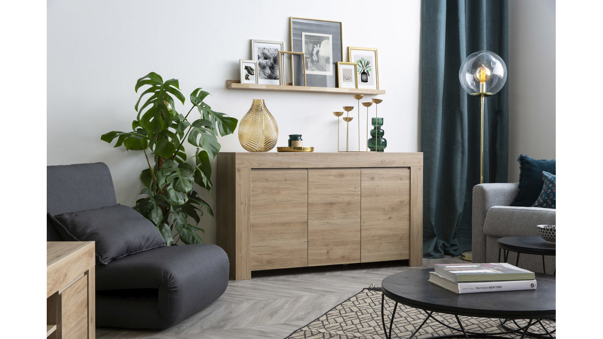 Designer-Sideboard in Eichenholz-Dekor L138 cm TINO