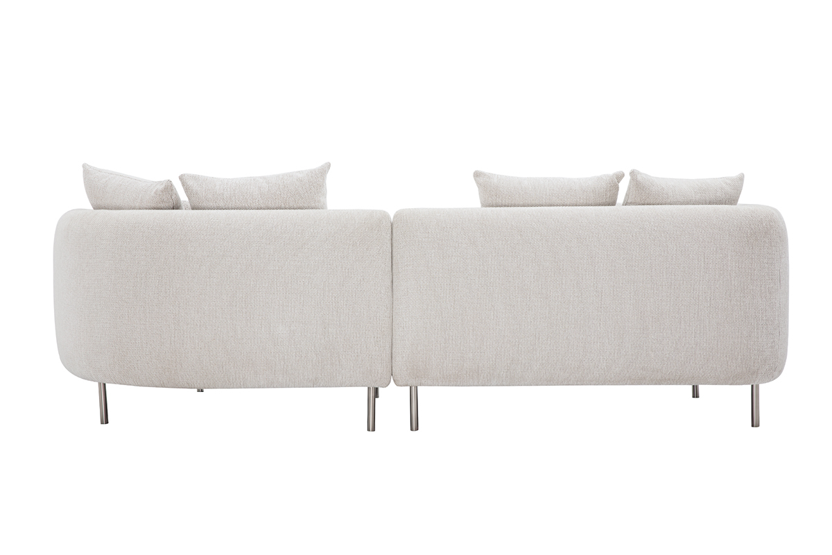 3-4-Sitzer Sofa in beige, aus samtigem Chenille-Stoff, Rckansicht.