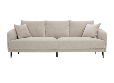 Designer-Sofa 3-Sitzer aus Stoff in Samtoptik taupe und schwarzem Metall JERRY