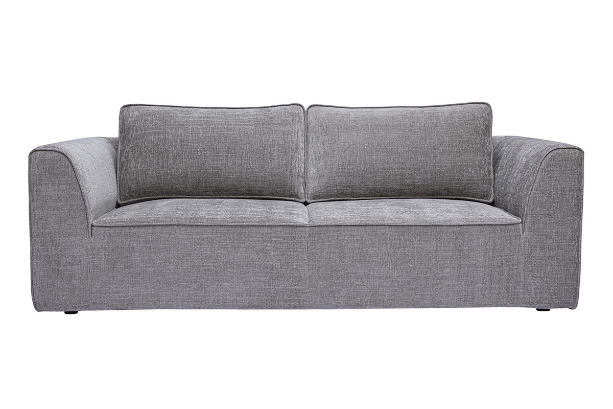 Design-Sofa f�r 3 Personen aus Stoff mit strukturierter Samtoptik, Frontansicht.