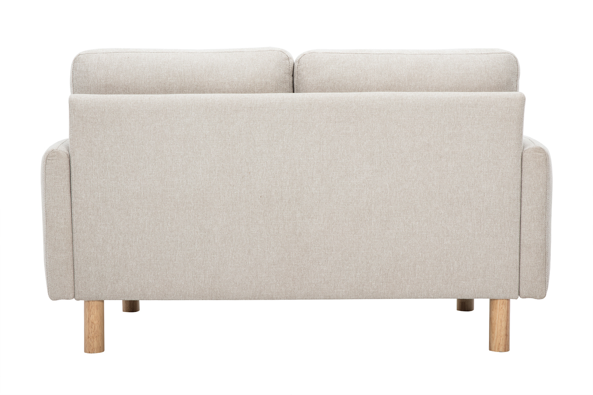 Beiges 2-Sitzer Sofa BONO, R�ckansicht, mit hellen Holzf��en.