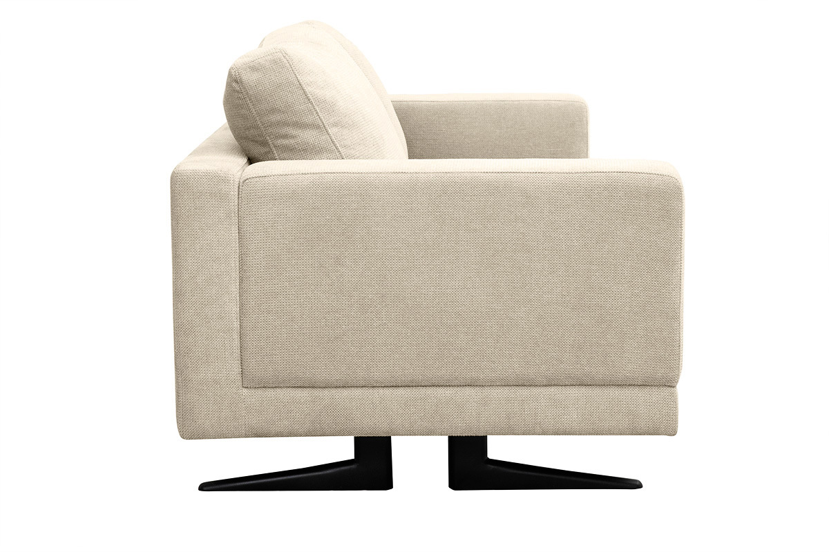 Designer-Sofa mit 3 Sitzen aus Beige Chenille-Stoff und schwarzem Metall LENNON