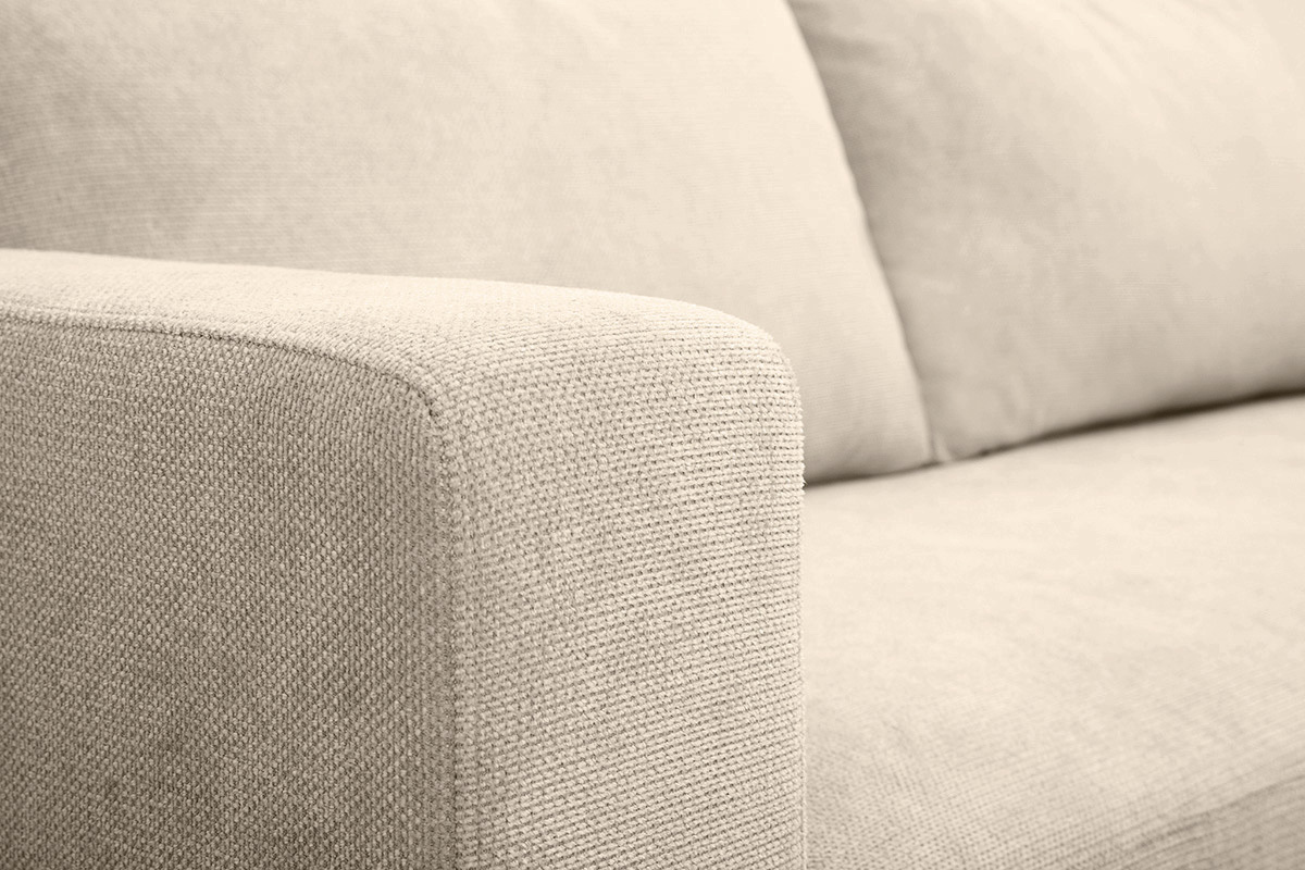 Designer-Sofa mit 3 Sitzen aus Beige Chenille-Stoff und schwarzem Metall LENNON