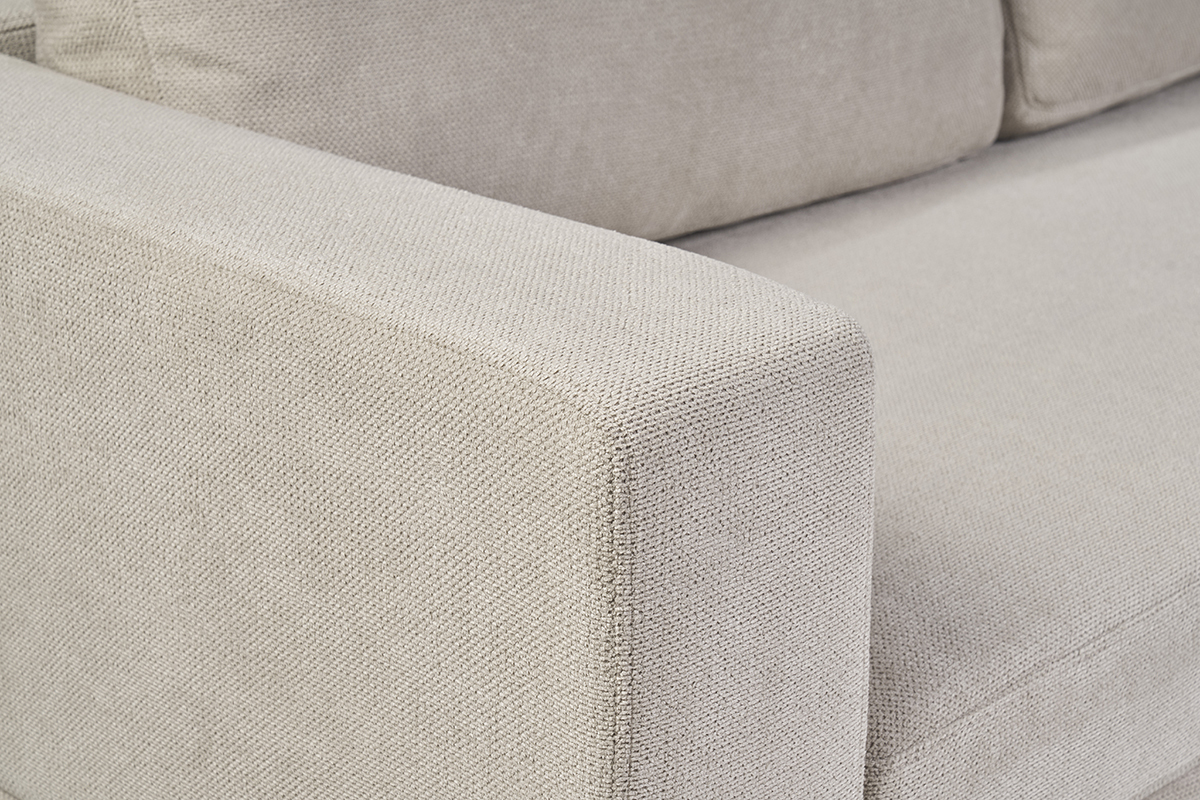 Designer-Sofa mit 3 Sitzen aus Beige Chenille-Stoff und schwarzem Metall LENNON