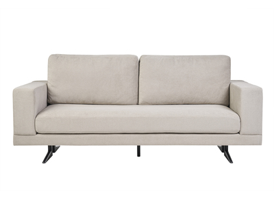 Designer-Sofa mit 3 Sitzen aus Beige Chenille-Stoff und schwarzem Metall LENNON