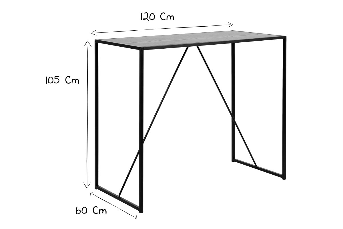 Designer-Stehtisch aus schwarzem Holz und Metall TRESCA