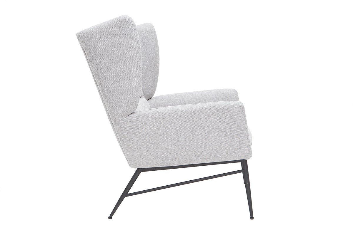 Designer-Stoffsessel aus Metall und hellgrauem strukturiertem Samtstoff COME