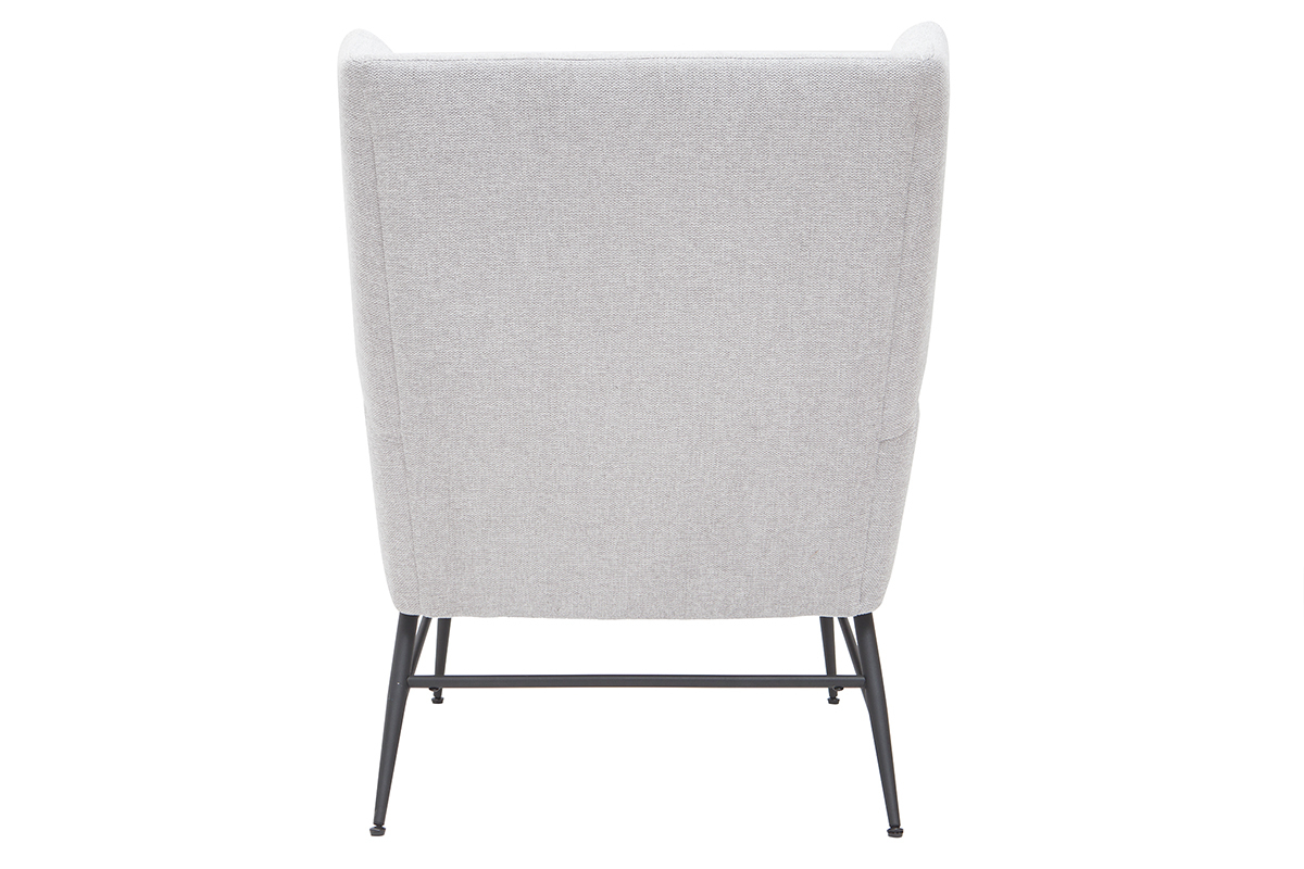 Designer-Stoffsessel aus Metall und hellgrauem strukturiertem Samtstoff COME