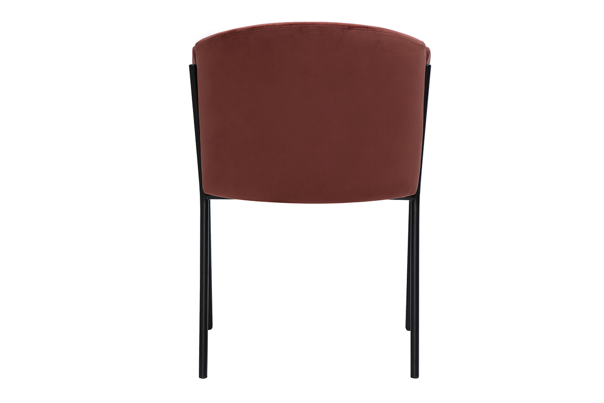Designer-Stuhl aus rotem Samtstoff Terrakotta und schwarzem Metall BRIANE