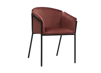 Designer-Stuhl aus rotem Samtstoff Terrakotta und schwarzem Metall BRIANE