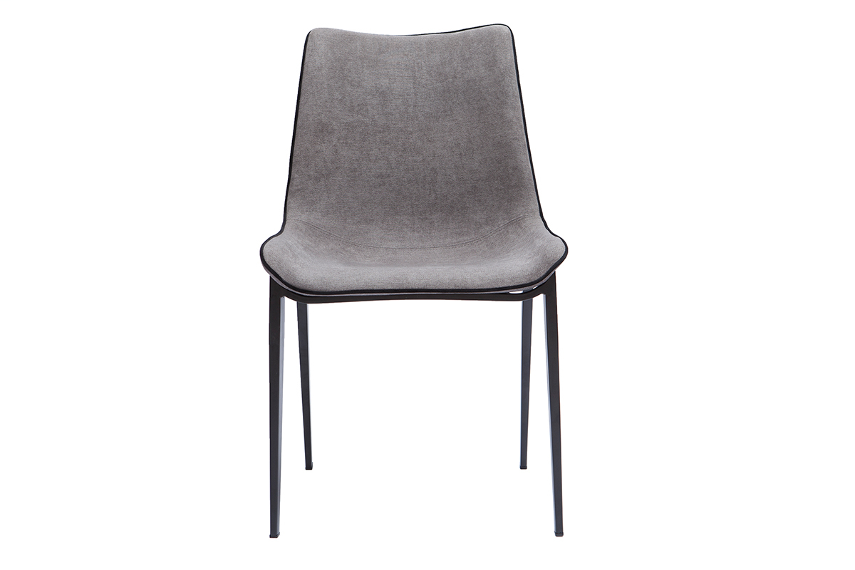 Designer-Stuhl im grauen strukturiertem Samtdesign und Metall 2er-Set BLAZE