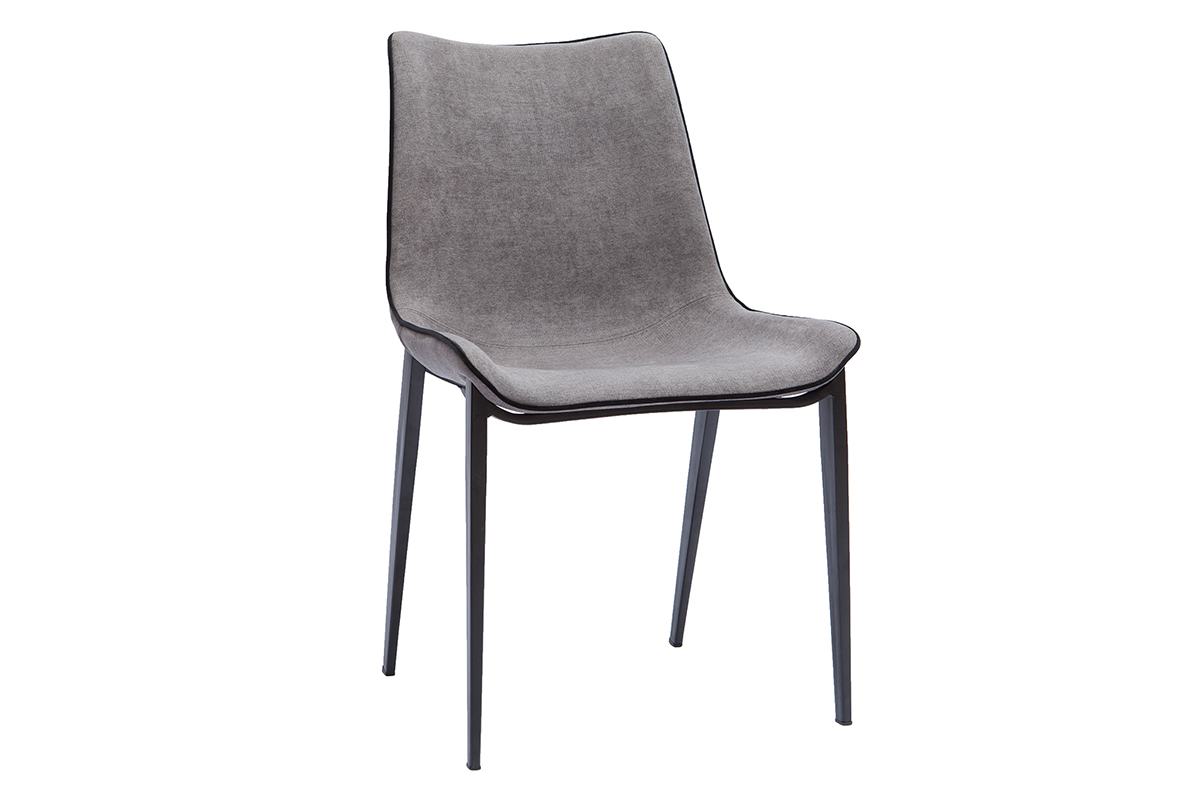 Designer-Stuhl im grauen strukturiertem Samtdesign und Metall 2er-Set BLAZE