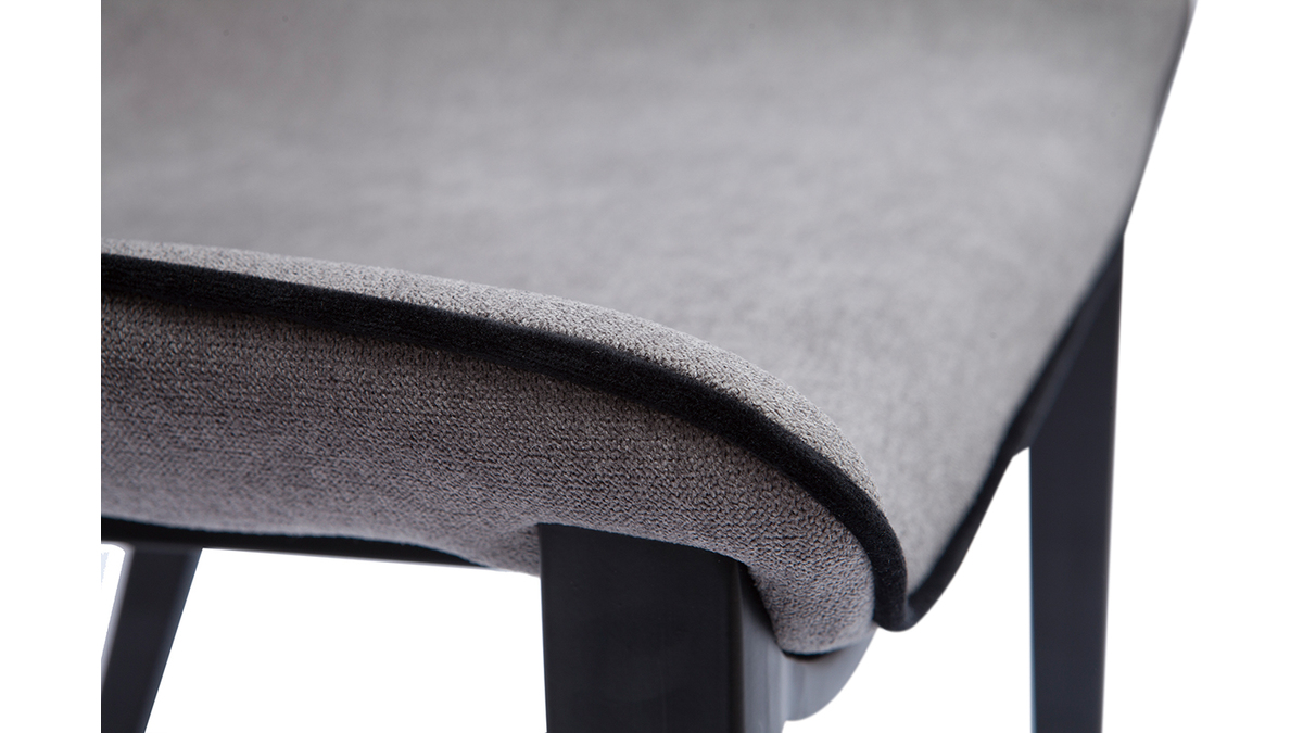Designer-Stuhl im grauen strukturiertem Samtdesign und Metall 2er-Set BLAZE