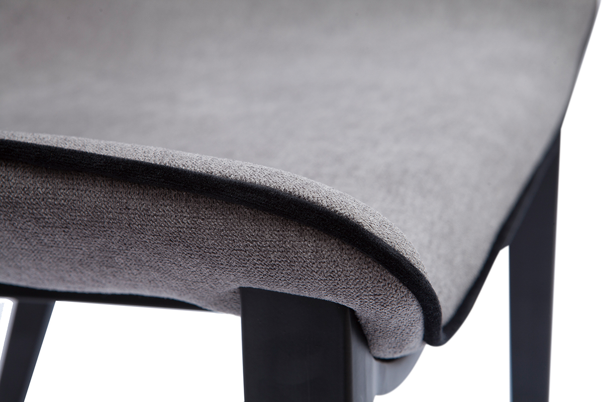 Designer-Stuhl im grauen strukturiertem Samtdesign und Metall 2er-Set BLAZE