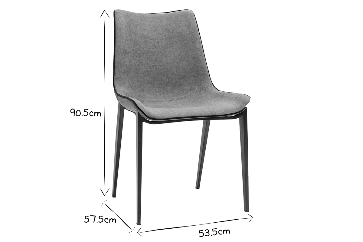 Designer-Stuhl im grauen strukturiertem Samtdesign und Metall 2er-Set BLAZE