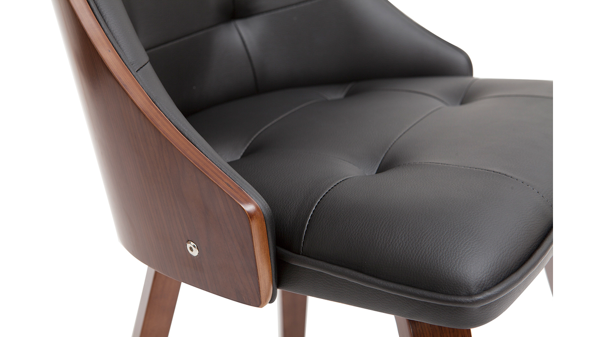 Designer-Stuhl in schwarz und dunklem Holz FLUFFY