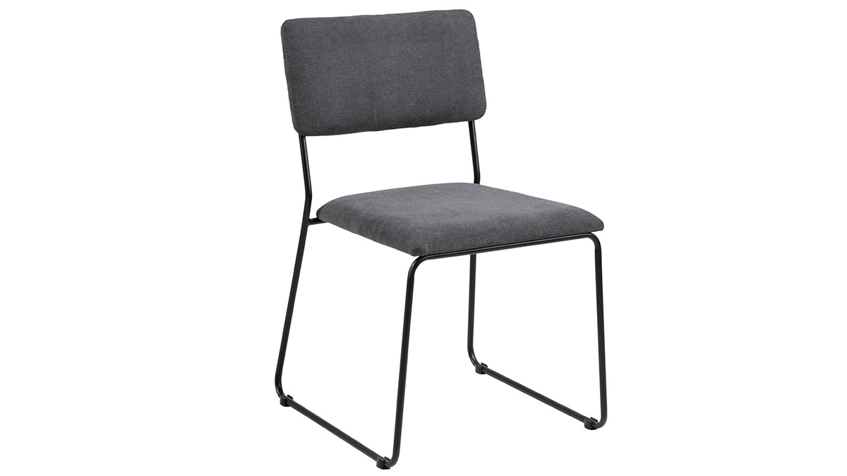 Designer-Stuhl Stoff und Metall schwarz-anthrazitgrau (2er-Set) FLORA