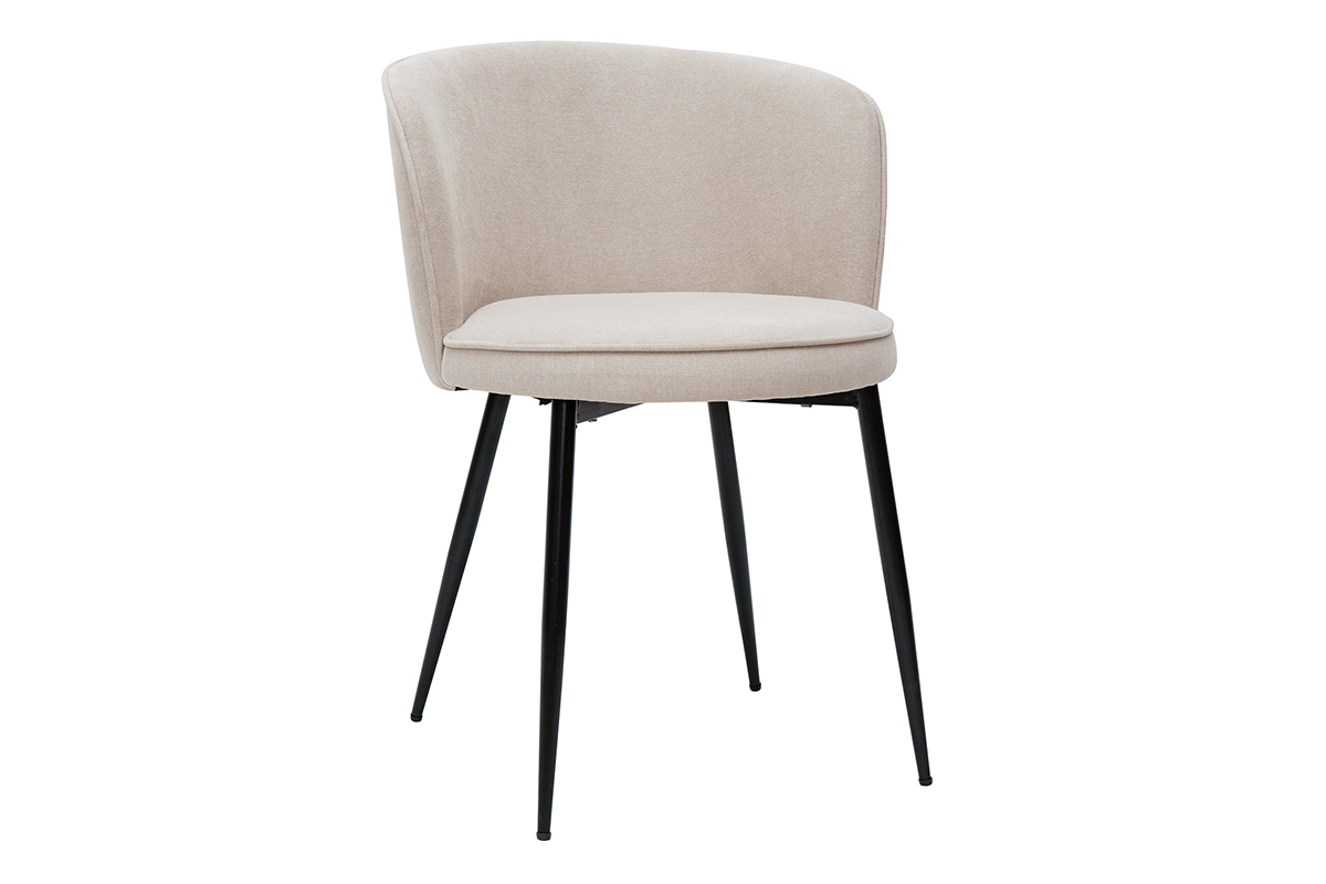 Designer-Sthle aus beigem Stoff mit Samteffekt 2er-Set SERIF