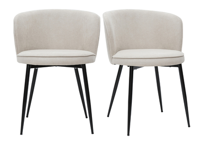 Designer-Stühle aus beigem Stoff mit Samteffekt 2er-Set SERIF